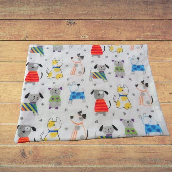 Heating Pad Cover, 12 x 15, Soft White With Colorful Dogs Flannel, 3 Snap Closur - Picture 2 of 3